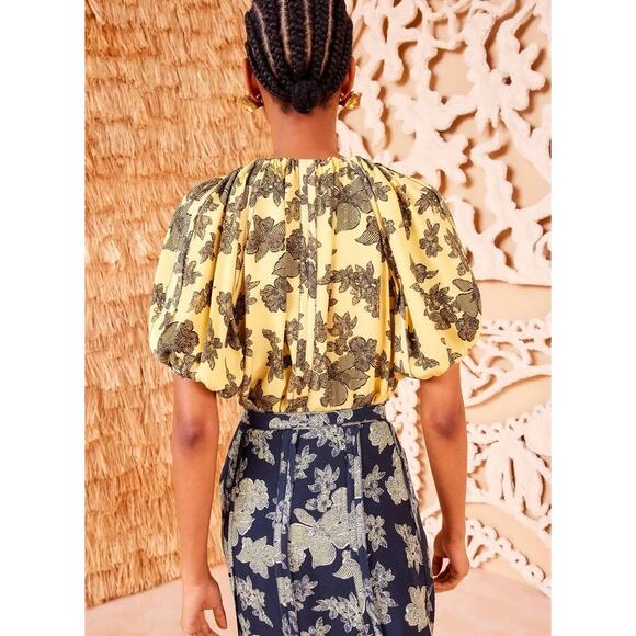 ULLA JOHNSON Marcellana Puff Sleeve Top in Solaris - Picture 6 of 13